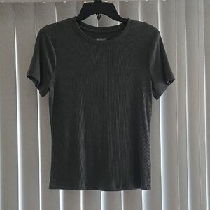 Nine West Charcoal Ribbed Knit Top